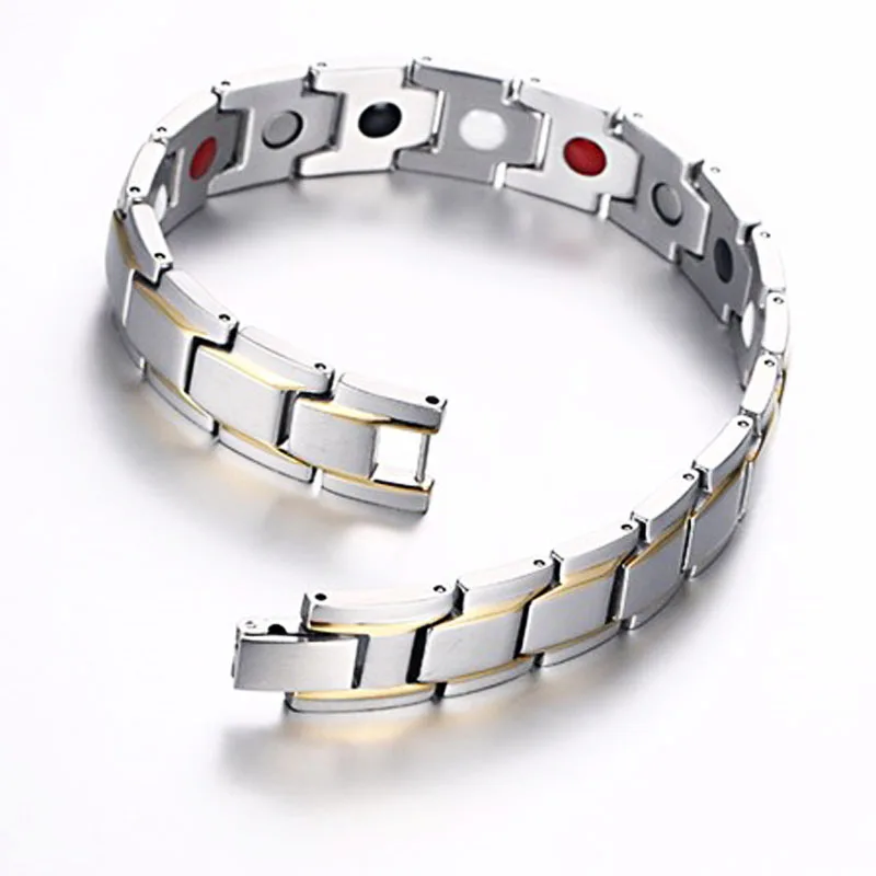 Men's Women's Healing Magnetic Bracelet 316L Stainless Steel Health Care Elements(Magnetic, FIR, Germanium) Bangle Hand Chain