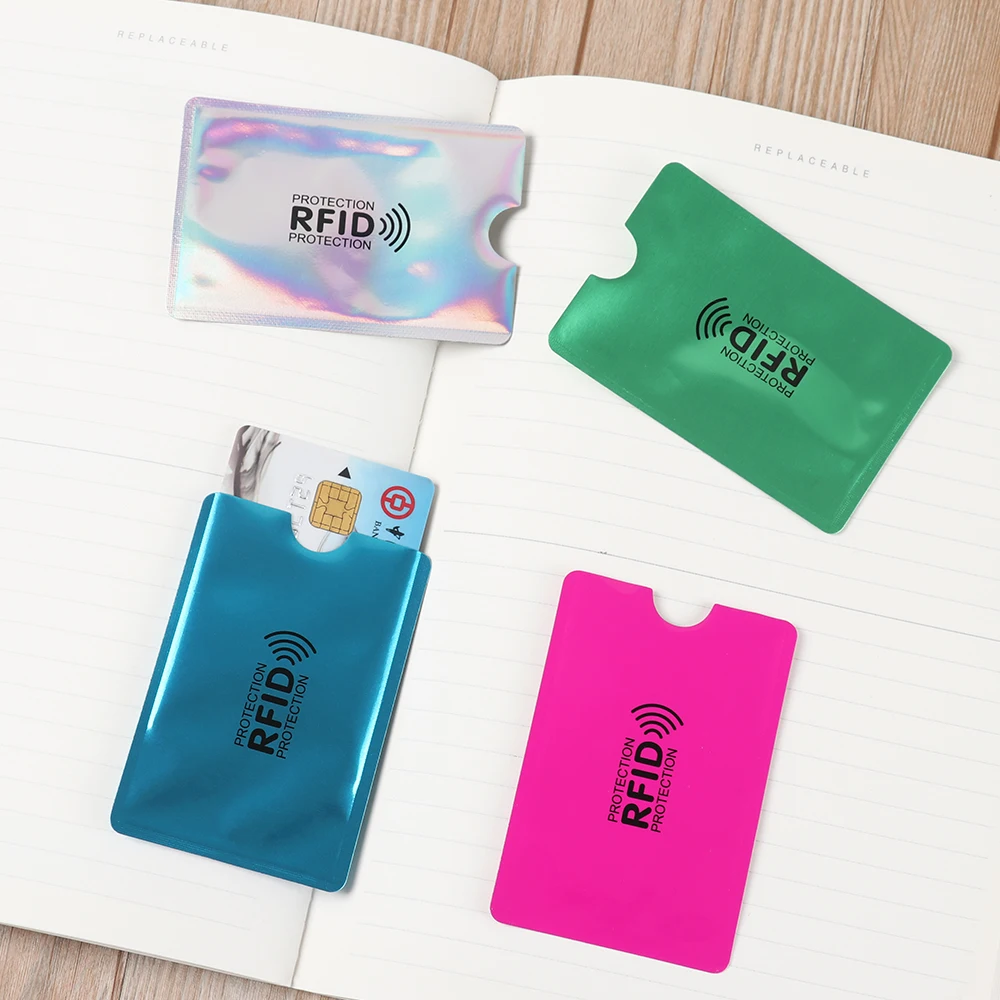

10Pcs RFID Blocking Reader Lock Card Holder Id Bank Card Case Protection Metal Credit Card Holder Aluminium Sleeve Wallet