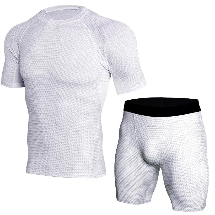 3D камуфляжные тренировочные костюмы для мужчин компрессионный костюм футболка с короткими рукавами Наборы для мужчин тренажеры фитнес Спортивная Одежда Бегунов дышащие колготки