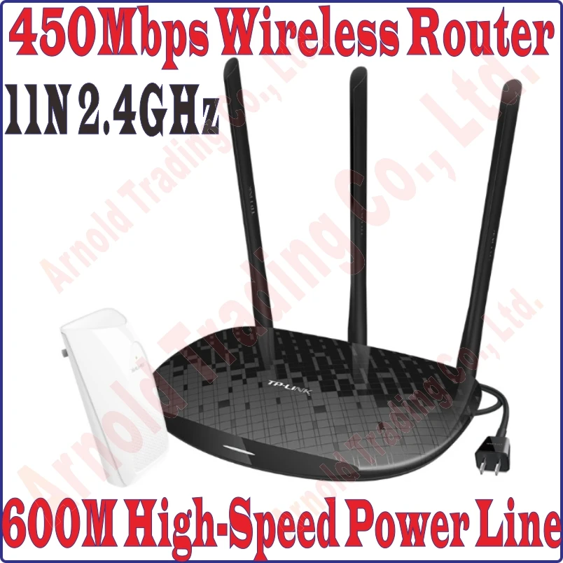 

TPLink 2.4G 450Mbps Main Wireless Router 600Mbps Power Line Adapter + 300Mbps Wirless Extender, WiFi Hotspot Powerline Extender