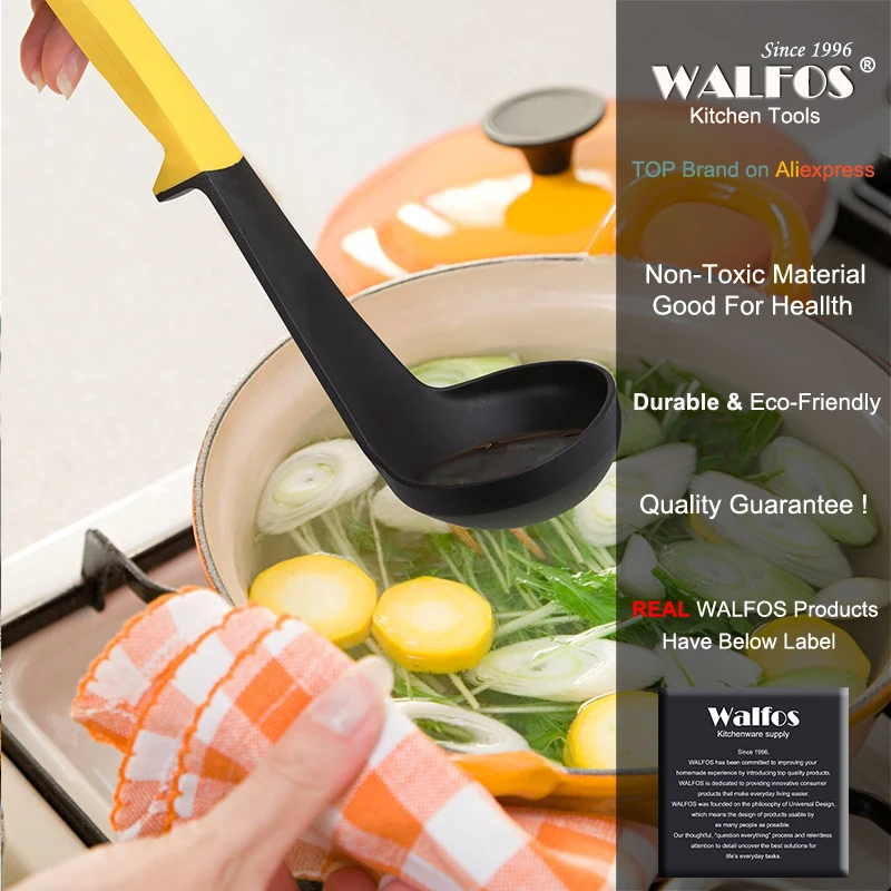 WALFOS 7 шт. набор посуды-набор кухонной посуды с антипригарным покрытием, набор кухонной посуды из нейлона, кухонная ложка, кухонная лопатка, лопатка для супа, половник