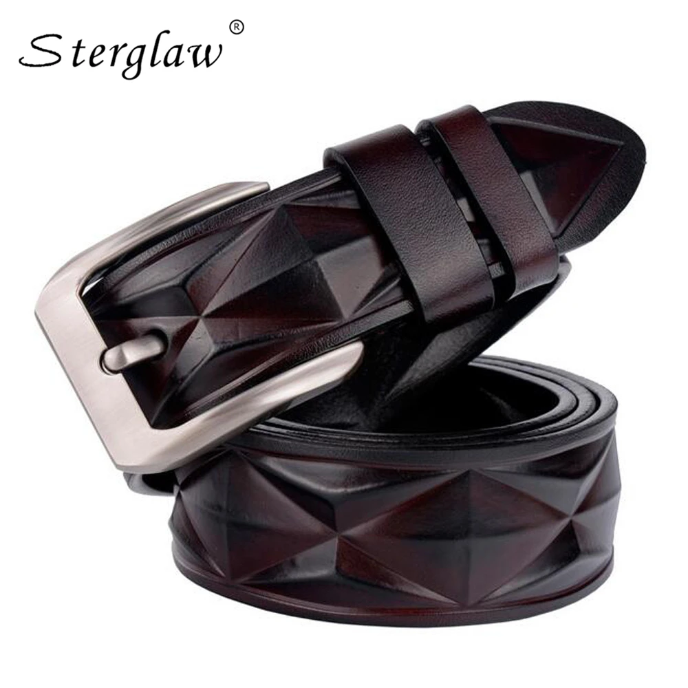 

3.8cm Designer belts man Dimensional geometric modeling belt for men's jeans casual Strap male genuine leather trouser belt C221