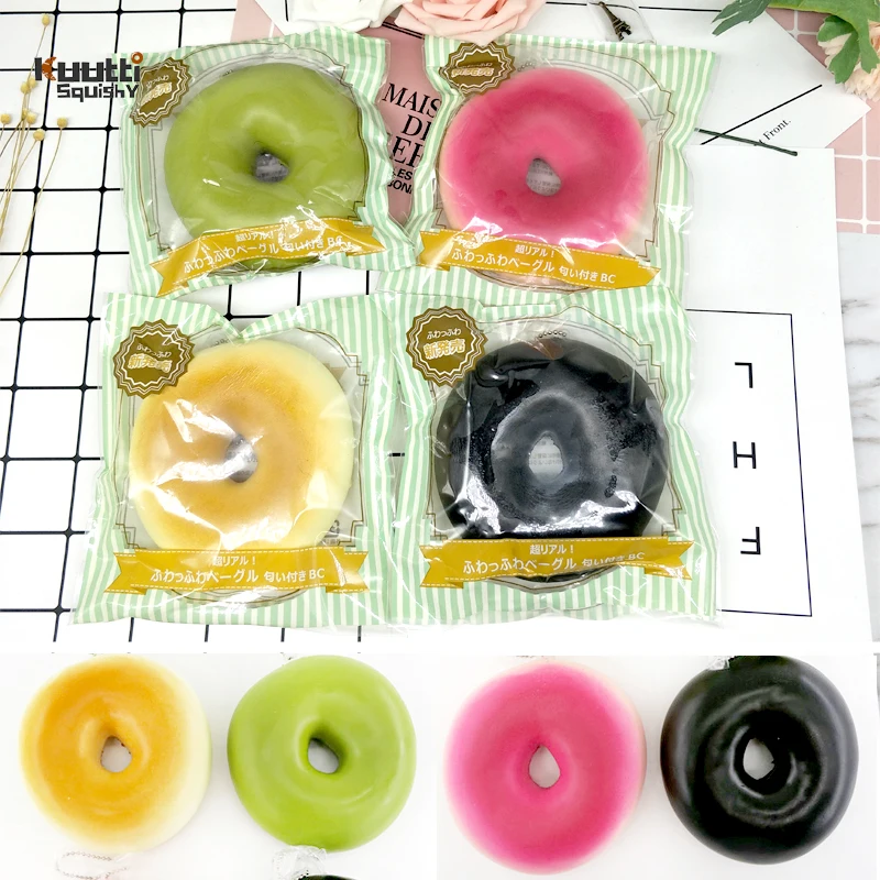 Kuutti Squishy 30 шт. Джамбо Розовый Черный Простой Зеленый бублик хлеб Сжимаемый
