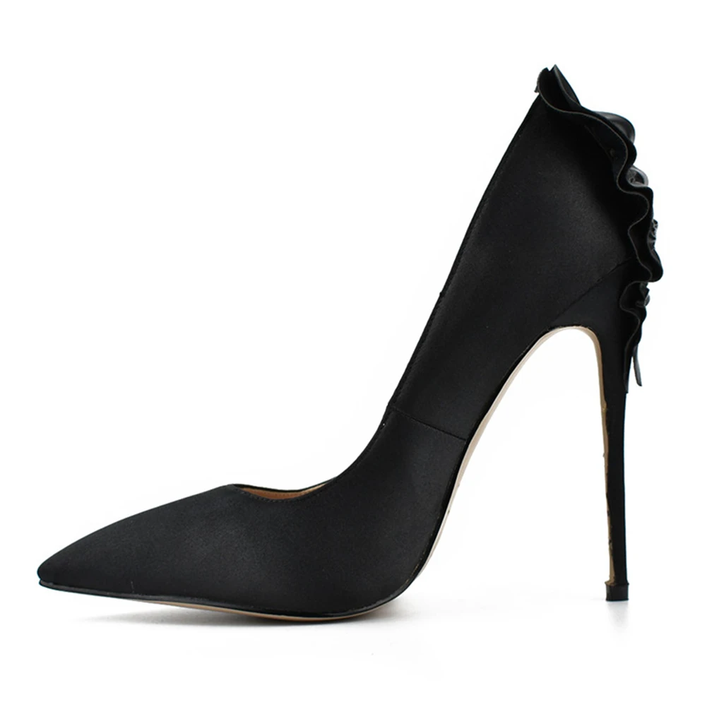 JOUIR TALONS Brand Design Luxury Pointed Toe Big Size 34-42 Women Shoes Woman High Heels Sexy Party Stain Ruffles Lady Pumps