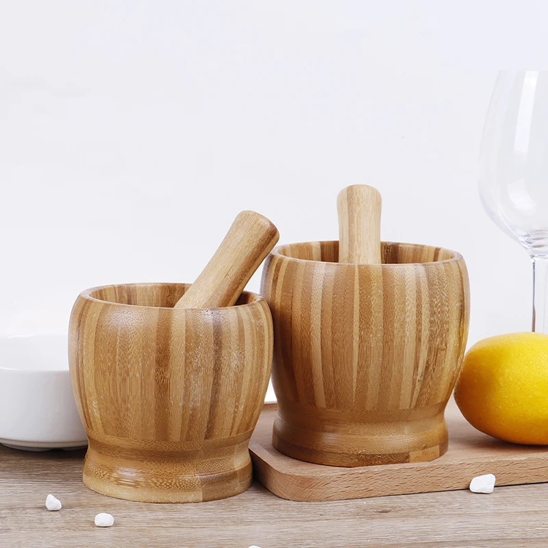 Mill Wooden Mortar And Pestle Set Garlic Pot Grinding Bowl Kitchen Tools & Gadgets Herb Mill Crusher