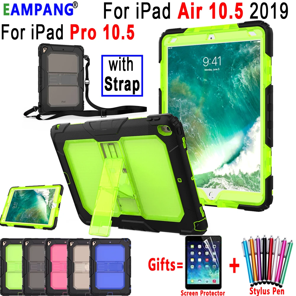 

Drop Resistance Armor Stand Shoulder Strap Cover for Apple iPad Air 10.5 2019 iPad Pro 10.5 2017 A1701 A1709 Case Coque Funda
