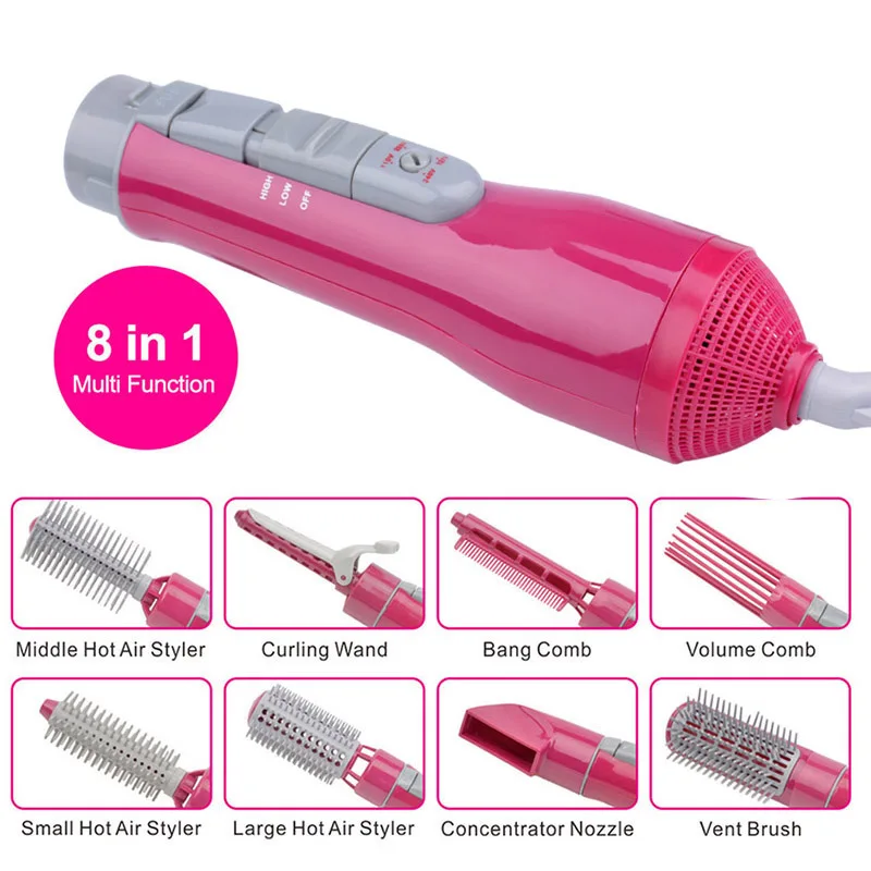 

Professional Styling Tools Electric Hair Curler Dryer Roller 8-in-1 Multi function Hairdryer set Brush Comb Hot Air Styler 3334