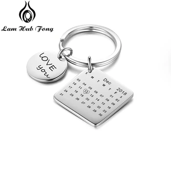 

Personalized Engraved Name Calendar Keychain Custom Calendar Highlighted with Heart Date Birthday Gift for Women (Lam Hub Fong)