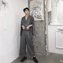 Новая мужская одежда модная индивидуальная манжета сплит-комбинезон брюки набор Свободный Плюс Размер Парикмахер певица костюмы costumes