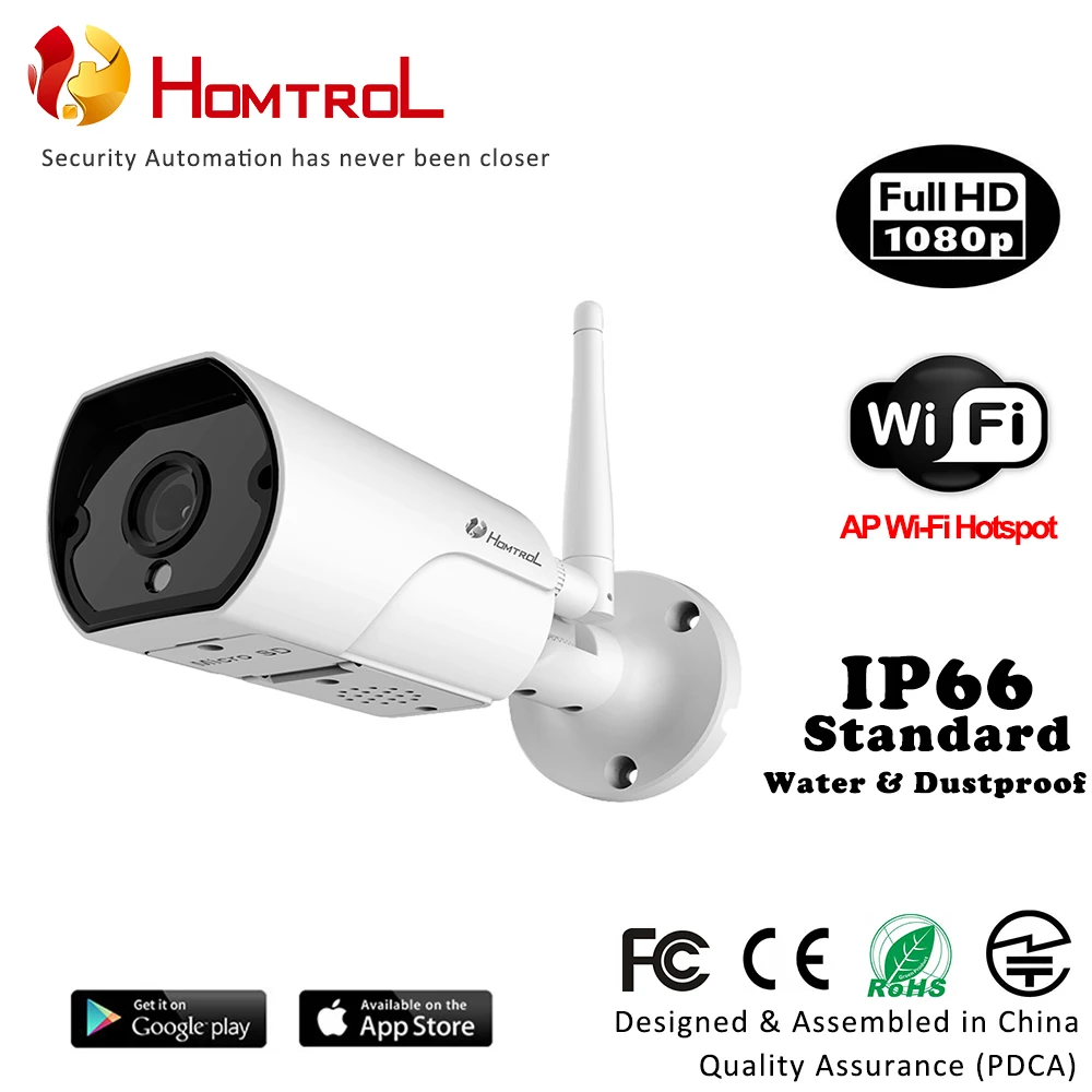 

Intelligent IP66 Waterproof Smart Home WiFi IP Bullet Camera with Duplex Two Talk & External Micro SD Slot and Motion Detection