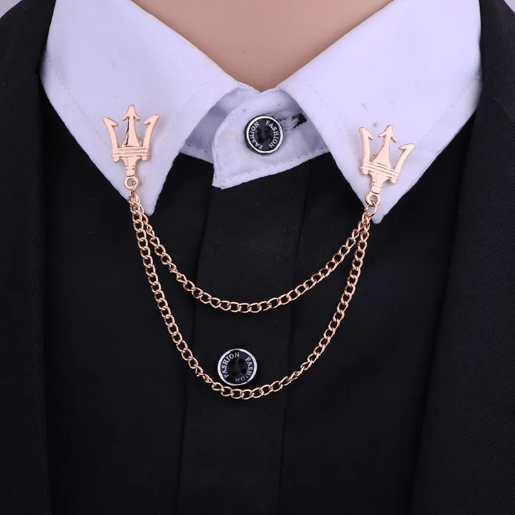 

Korean Trigeminal Christmas Brooches Men Suit Shirt Collar Needle Buckle Lapel Pins Chain Tassel Brooch Women High-grade Jewelry