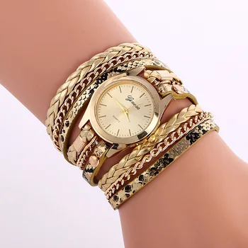

2020 Women's Watches In Europe And The United States, Fashionable Leopard Pattern Braided Bracelet Direct Sales