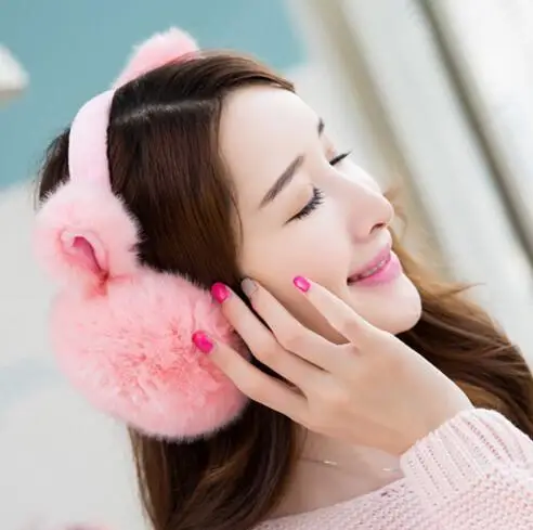 SuperB&G плюшевые Женская зимняя обувь Earmuff теплый наушники для девочек наушники искусственного меха кролика уха дизайн защита ушей наушники - Цвет: D