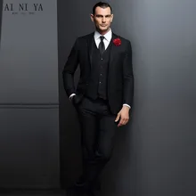 Красивый деловой костюм из трех предметов; Модный черный костюм с двумя пряжками; костюм с лацканами; деловой костюм