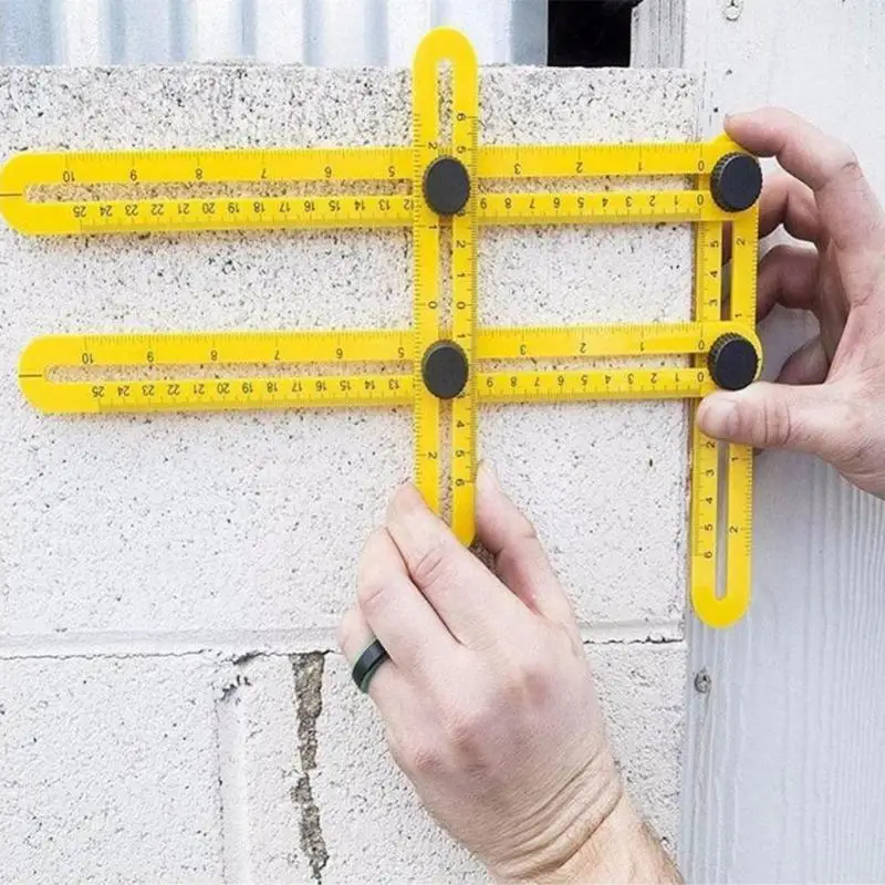 

Foldable Multi Angle Ruler Multifunction Template 4Folding Angle Measuring Tool Instrument Brick Portable Ruler Protractor