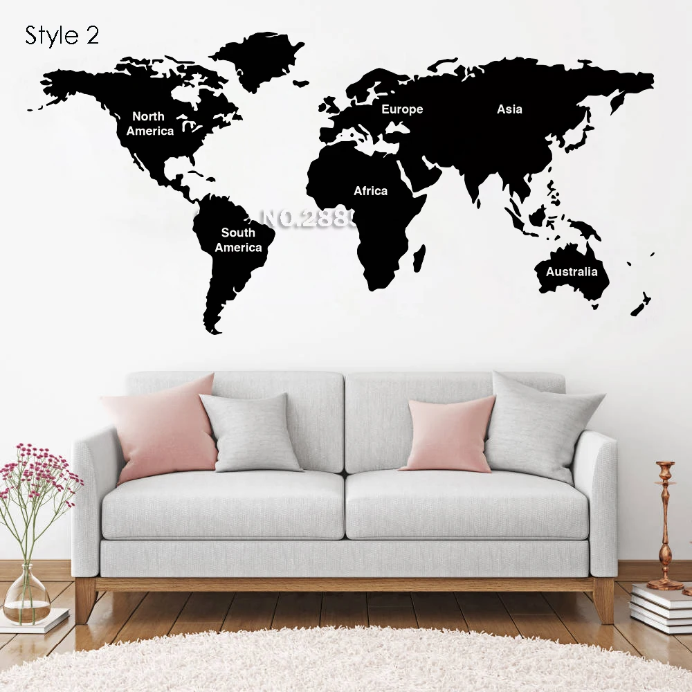 

New Style Map of The World Vinyl Wall Stickers For Living Room Home Decor Abstract World Map Wall Decals Murals Removable LC457