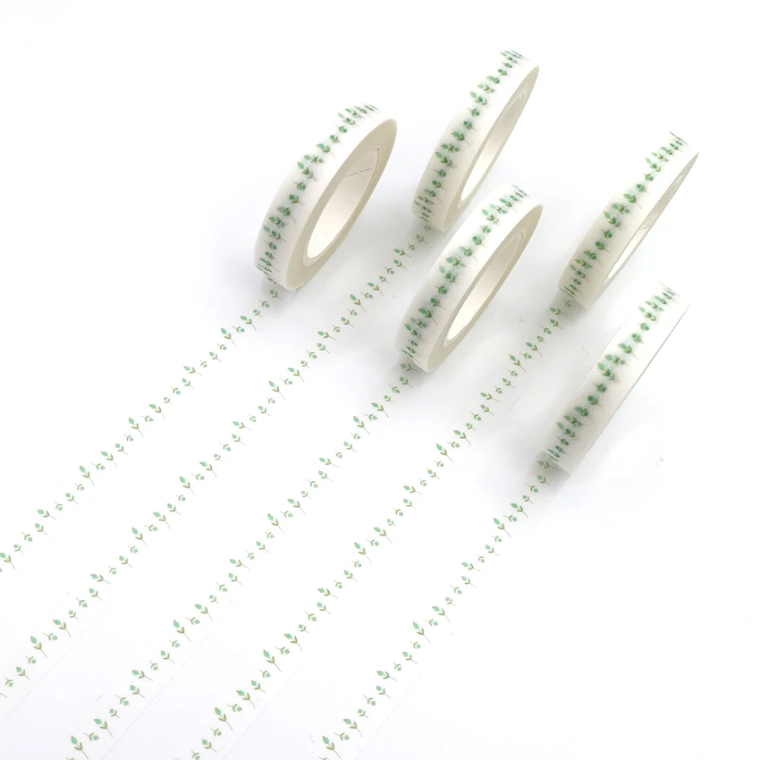 

1 PCS Green Colored Flowers Washi Masking Paper Tape Decor Sticky scrapbooking DIY Office Stationery Decorative Adhesive Tape