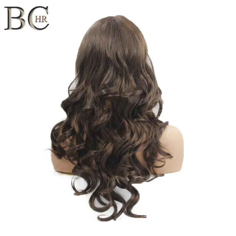 BCHR Омбре каштановые Искусственные парики с взрыва боковая часть длинные волнистые парики для черных женщин бесклеевая термостойкая волокна парик - Цвет: Коричневый