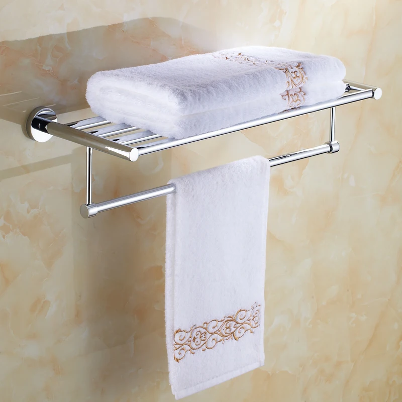 

Silver Sus 304 Stainless Steel Bath Towel Rack Bathroom Holder Double Shelf 2 Layers 60cm Accessories Sj18