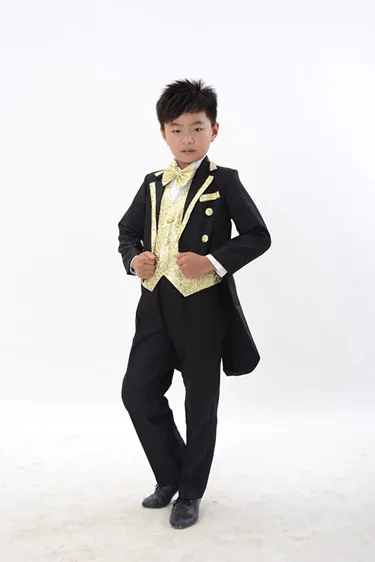 Kids Tuxedo Suits Champagne White Child Tuxedo Piano Performance Wear 7pieces Set Blazer pant shirt bow girdle tie belt Boy Suit