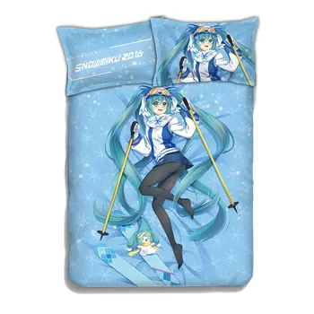 

2018 NEW 4Pcs/set Anime Hatsune Miku 3D print Bedding Set With Pillow Cases Bed Sheet linen Duvet Cover Sets for 1.2M/1.5M bed