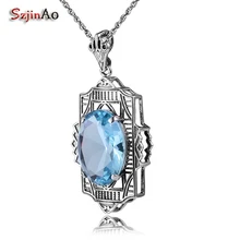 Szjinao одинаковые вечные женские аквамариновые ожерелья в винтажном стиле из стерлингового серебра 925 пробы ювелирные изделия для новогоднего подарка подвеска с символикой викингов