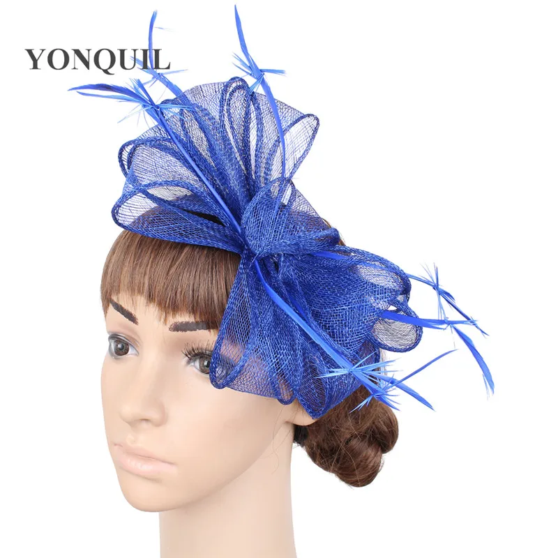 Buy Royal blue wedding ladies hats fascinators feather