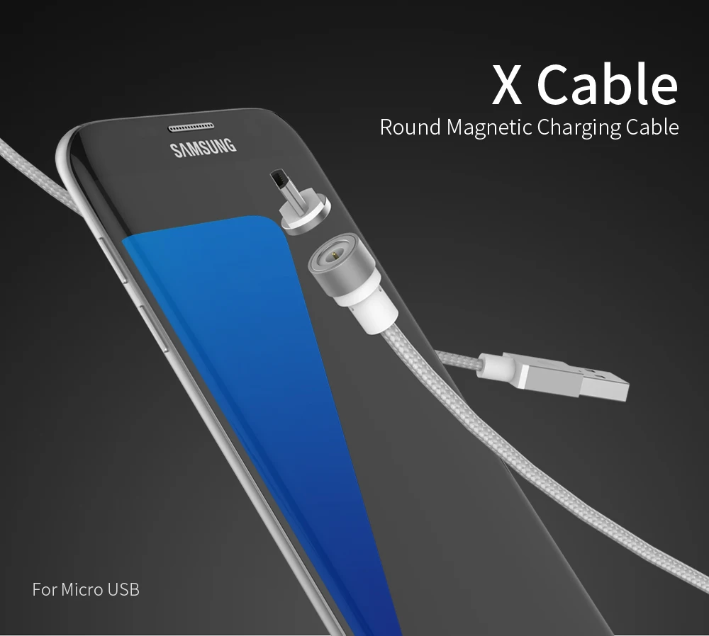 WSKEN Круглый Магнитный кабель, USB C type C Micro USB кабель магнитное зарядное устройство кабели для мобильных телефонов для iPhone 7 8 X USB кабель