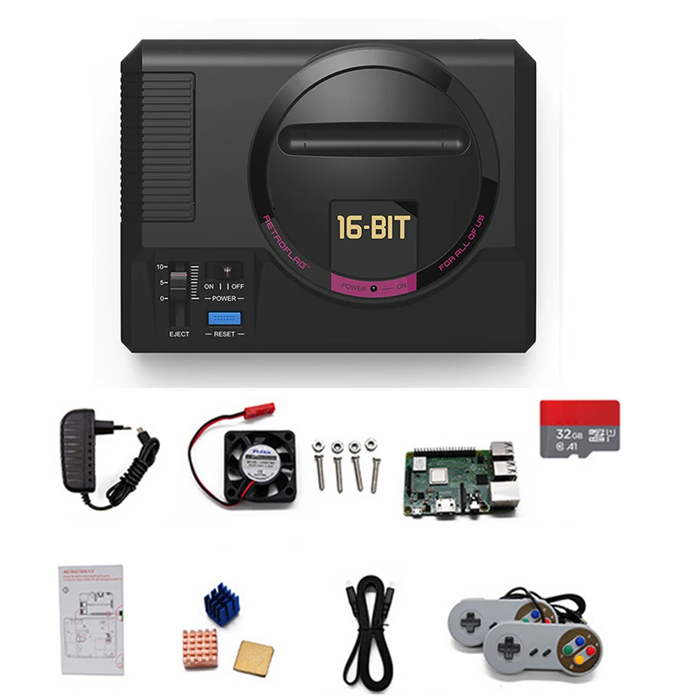  for Raspberry Pi 3B+ MEGAPi Case Retro HD Game Console with 32GB Memory Card 2 Extra USB Ports 1000