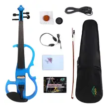 Yinfente синяя электрическая Тихая скрипка 4/4 сладкий звук бесплатно чехол+ лук+ кабель# EV8