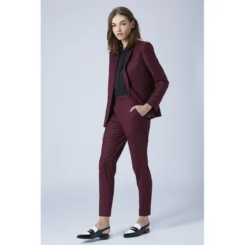 

New Grape womens business suits 2 piece blazer set slim fit female trouser suits ladies office uniform elegant pant suits