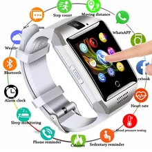 HOT Bluetooth Relógio Inteligente homens Q18 Com Câmera Whatsapp Facebook Twitter Smartwatch Sincronização SMS Apoio Cartão TF SIM Para IOS android