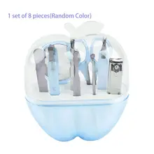 8 в 1 Набор для маникюра в форме яблока, набор для стрижки кутикулы, набор для педикюра, ножницы, зеркало для макияжа, пинцет для бровей, инструмент для дизайна ногтей