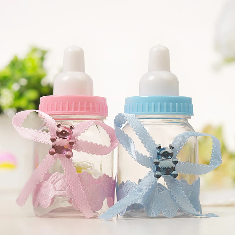

12pcs Girl Boy Baby Shower Decorations Chocolate Candy Bottle Baptism Favors Christmas Halloween Party Gifts Box Plastic Case