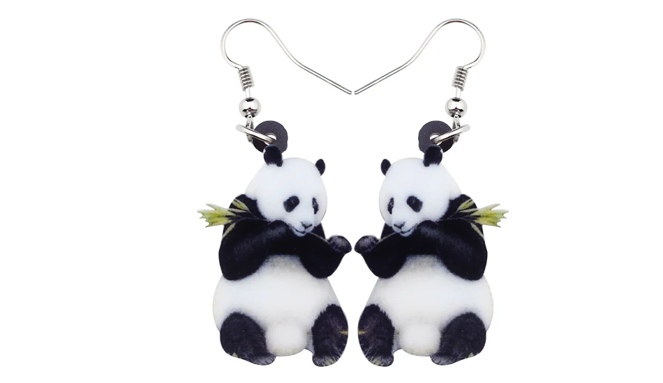 Bonsny акриловые Мультяшные милые серьги в виде панды, большие длинные висячие Висячие модные украшения в виде животных для женщин, девушек, подростков
