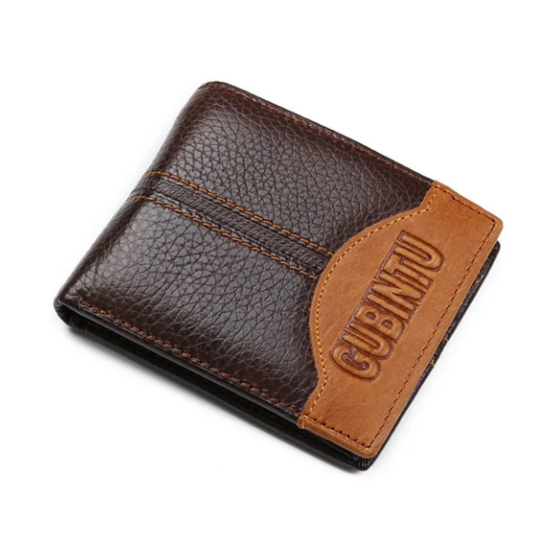 

Casual Men's Wallets Card Holders Zipper Coin Pocket Coin Purse Student wallet Coffee Genuine Leathe wallet men