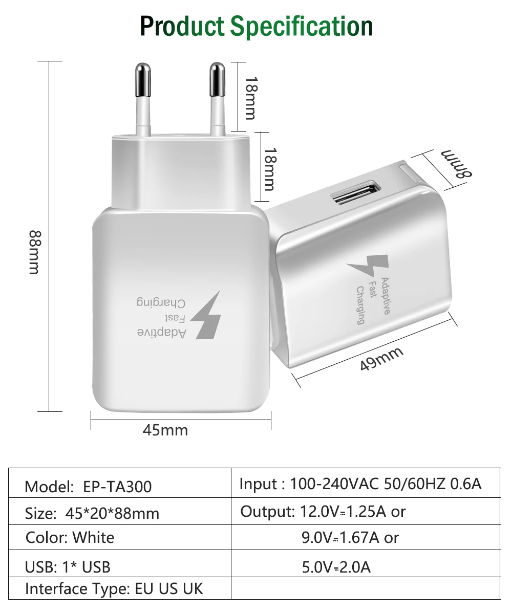 Универсальное быстрое USB зарядное устройство, EU, US, UK, вилка для путешествий, настенное зарядное устройство для мобильного телефона, адаптер для samsung, Xiaomi, huawei, LG, Micro usb кабель