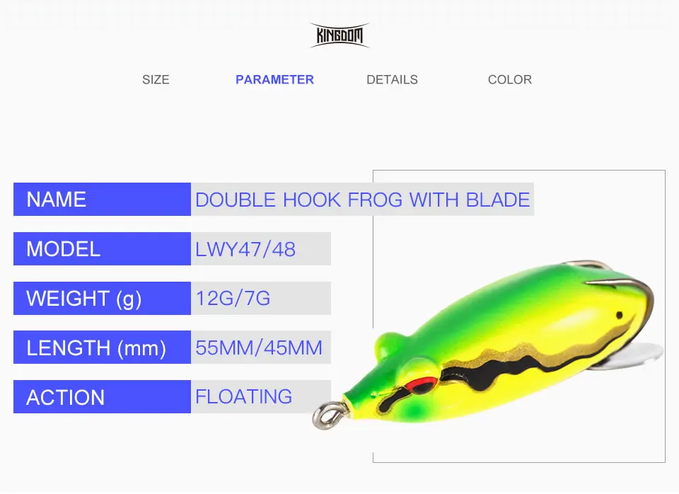 Королевство мягкие лягушка приманки Искусственные воблеры 45 мм 7 г/55 мм 12 г ПВХ Материал рыболовные приманки мягкое тело с блестящая ложка модель LWY47/48