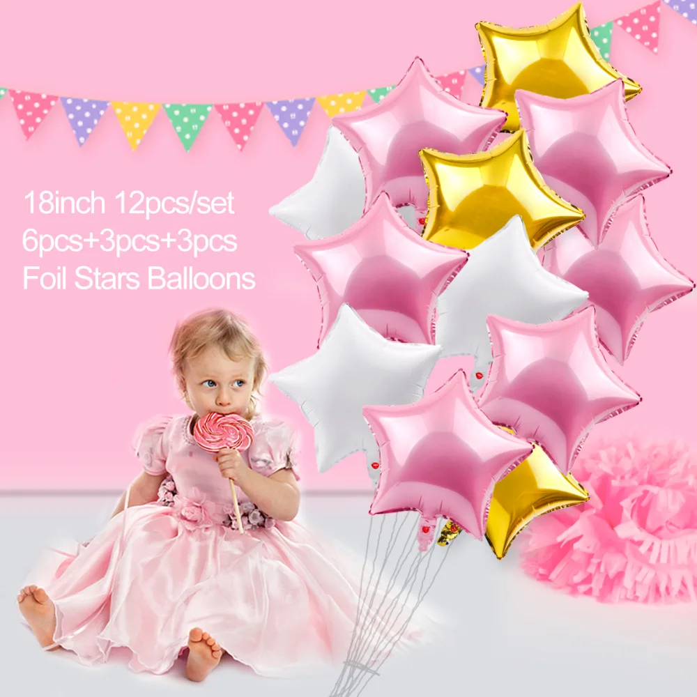 QIFU Blue Boy 2nd Birthday Decoration Pink Girl 2 Birthday Balloons Number Ballon 2 Year Old Birthday Party Decorations Kids