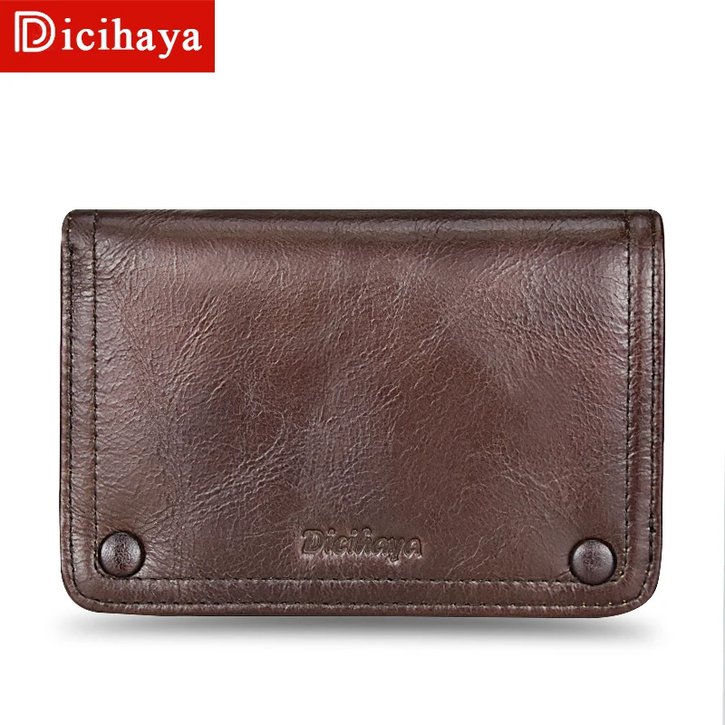DICIHAYA новый мужской кошелек 100% натуральная кожа короткий винтажный коровья