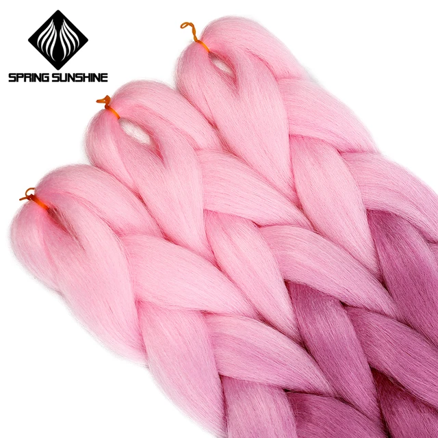 Spring sunshine Jumbo Braid Hair Kanekalon Hair Ombre Crochet Braiding Synthetic Hair Extension For Braids Blue Pink 24 inch -