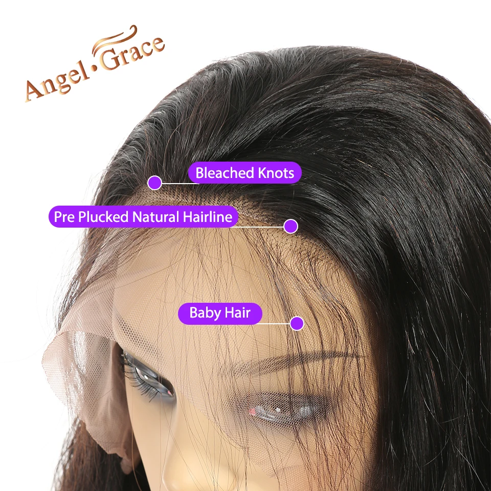 Angel Grace волосы бразильские объемные волнистые 360 синтетический фронтальный парик человеческие волосы для наращивания предварительно сорванные с волосами младенца remy волосы для женщин