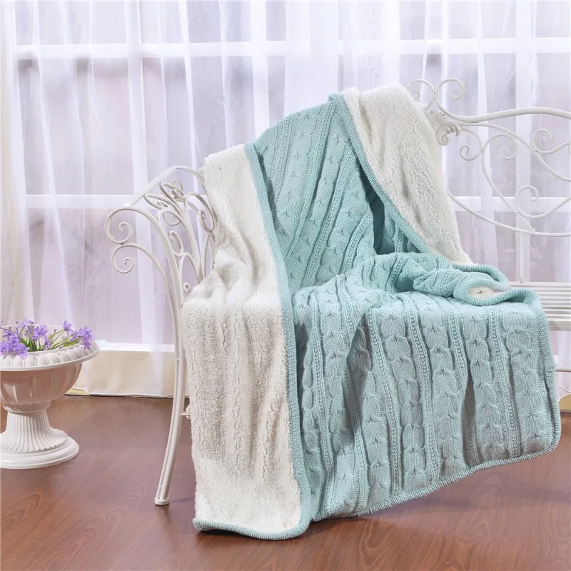 Вязаное одеяло CamoFleece Sherpa, уютное теплое одеяло для кровати, одеяла спальные, одеяло для зимы - Цвет: Blue