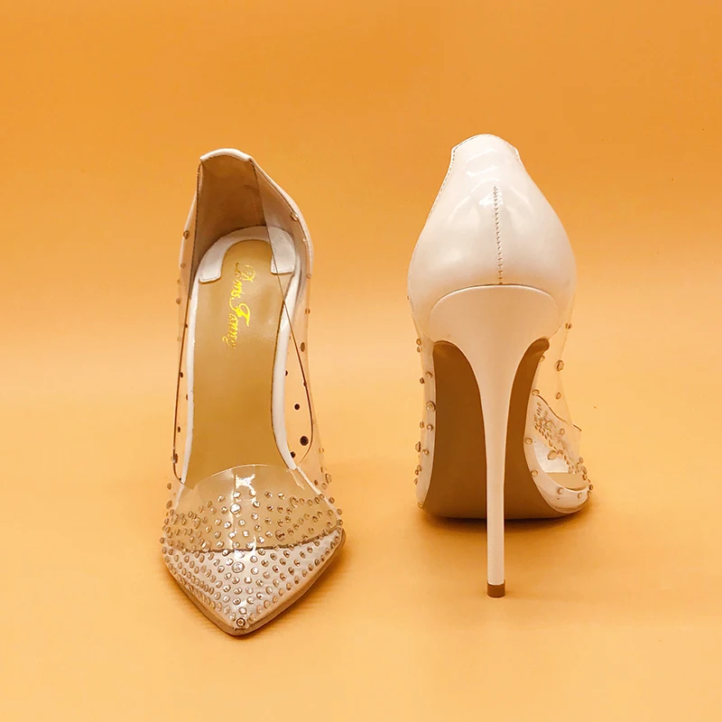 DorisFanny/пикантные туфли из ПВХ на высоком каблуке для ночного клуба; свадебные туфли; цвет белый, золотистый, Серебристый; туфли-лодочки на высоком каблуке 12 см