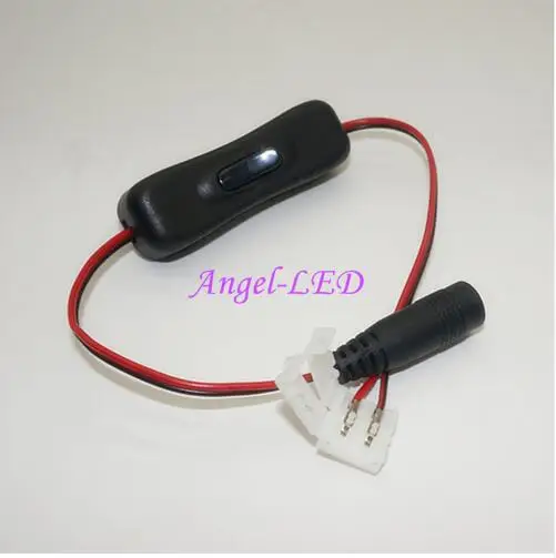 

free shipping 5pcs LED connector with switch button, DC to 10mm 2pin connector, connecting led strip without welding