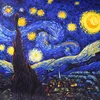 Dark Blue 100% Real Silk Scarf For Ladies Brand Designer Scarves Spring Fall Van Gogh Oil Painting Square Scarves Wraps 90*90cm 3