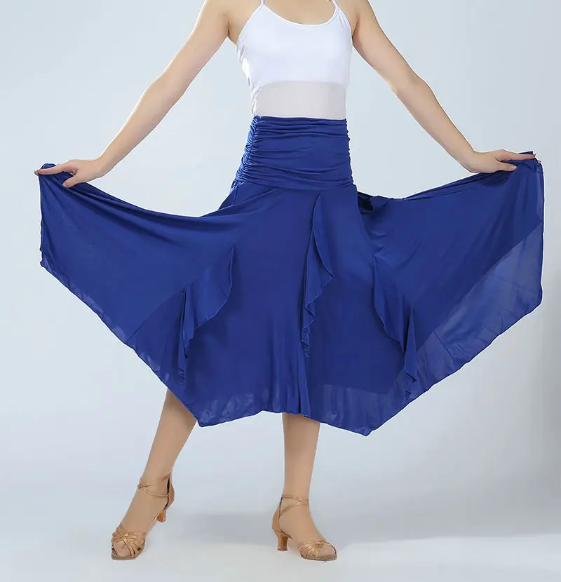besbomig Womens Modern Dance Skirt Party Ballroom Full Long Swing Skirt Latin Tango Standard Waltz Belly Dance Maxi Skirt 