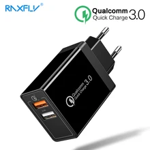 RAXFLY Quick Charge 3,0 30 Вт двойной Порты USB Зарядное устройство для samsung S9 S8 быстрой зарядки для Xiaomi Redmi Note 7 huawei телефон Зарядное устройство