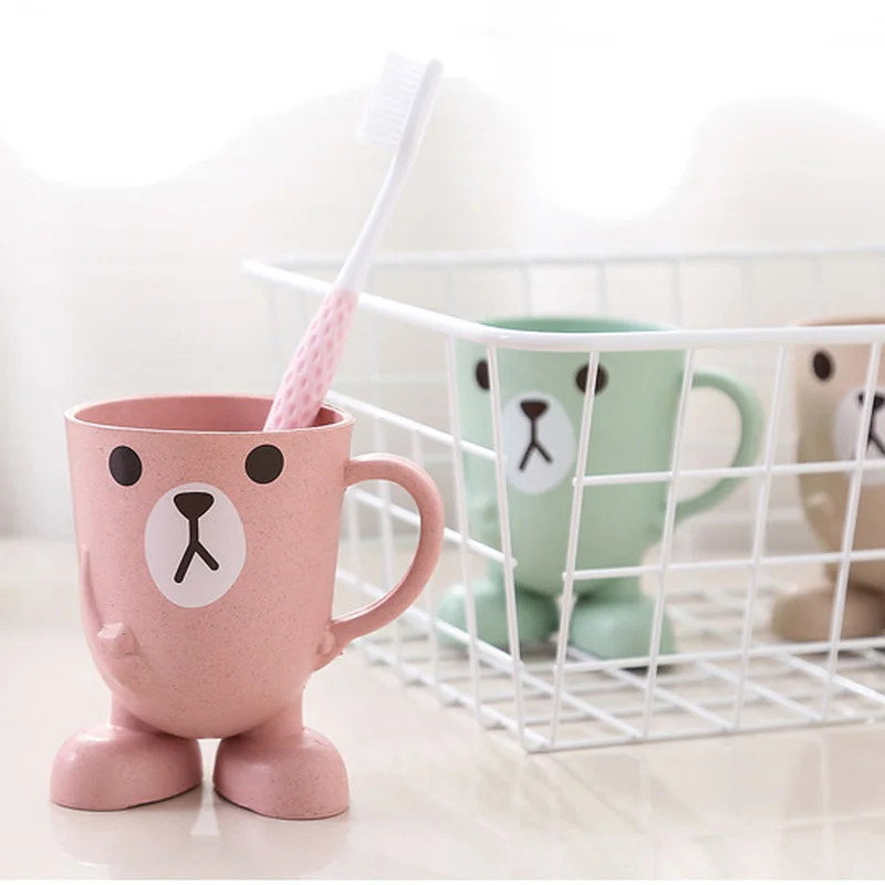

1Pcs Cartoon Children Baby Bamboo Toothbrush Cup For Kids Bottles Training Cups Wash Water Animal Travel Holder Home Accessories