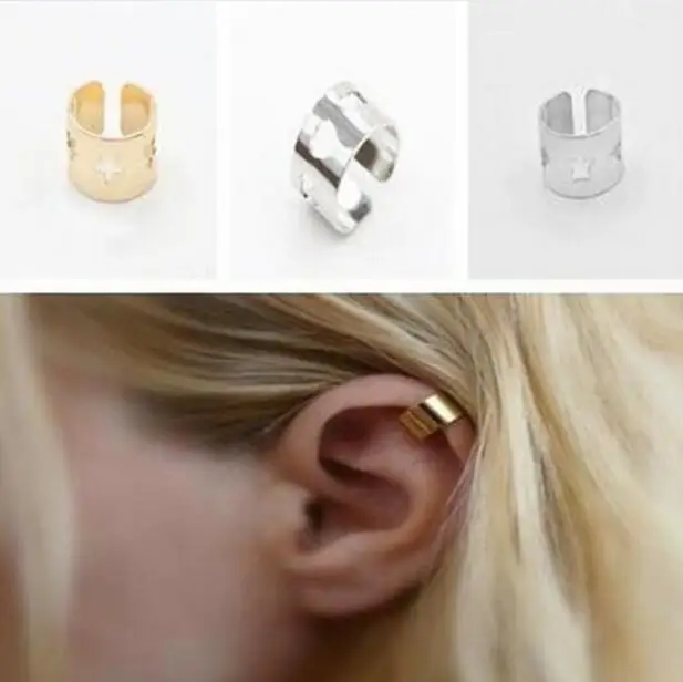 

Fashion Simple personality U-shaped five-pointed star Heart shaped imitation pearl no-piercing ear cuff earrings Female charm je